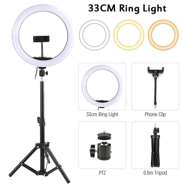 13inch 33cm dimmable led selfie ring light usb ring lamp pgraphy light with 2m 1.6m 0.5m tripod stand to make tiktok youtube